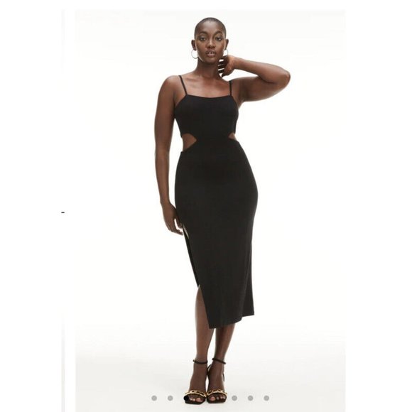 Good American Cutout Bodycon Midi Dress Black Women’s Size 5/2XL  NWT - Picture 6 of 11